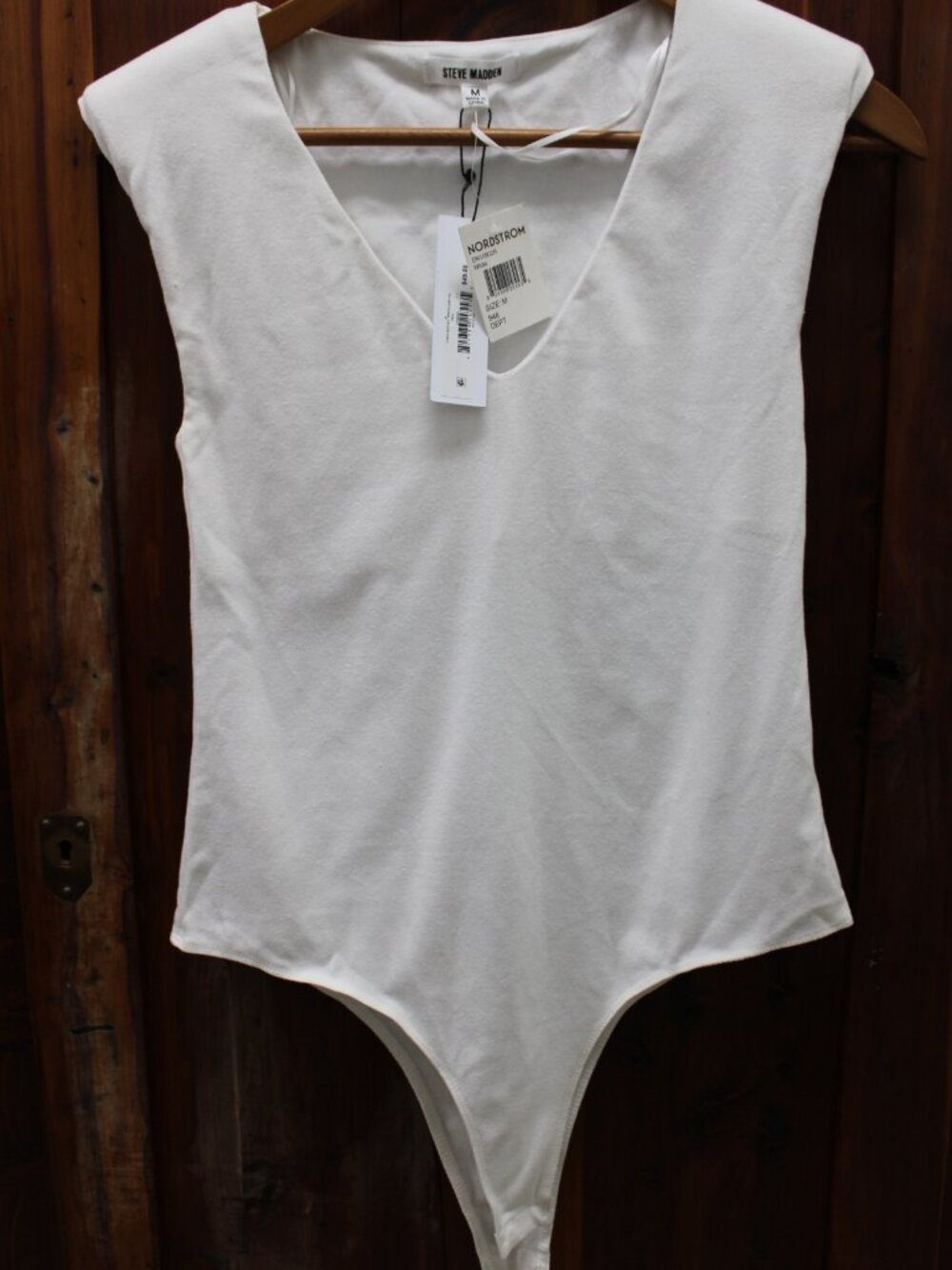 Steve Madden V-Neck Shoulder Pad Bodysuit
